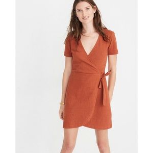 Madewell Texture & Thread Rust Wrap Mini Dress